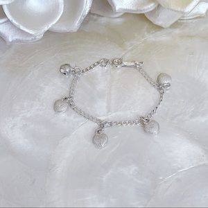 Sterling Silver 925 Hearts Bell Baby Bracelet 5.25”